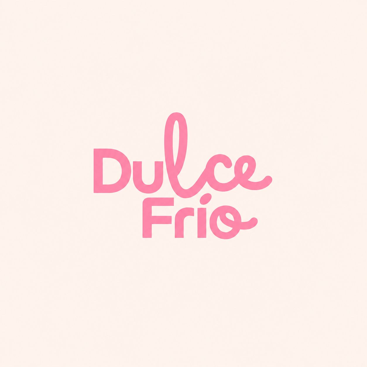 Logo rosa de Dulce Frío sobre fondo crema